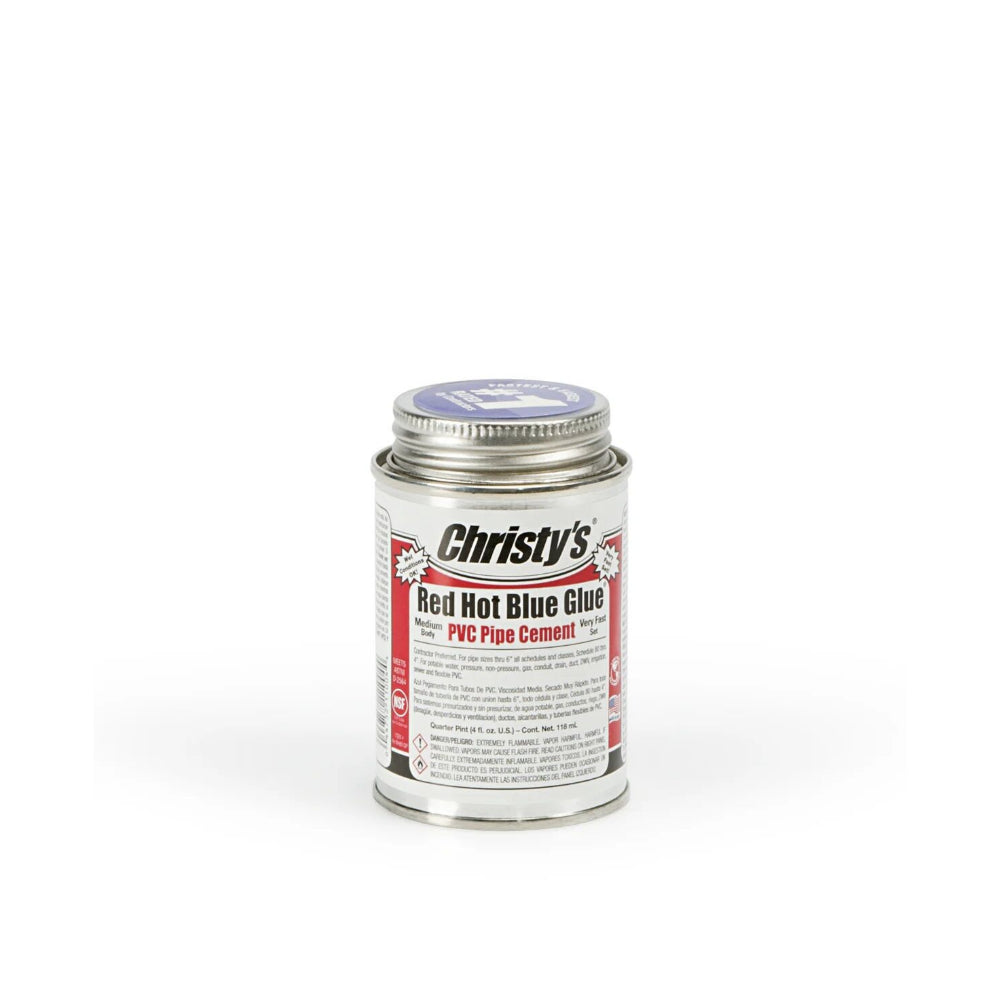 Christy's Red Hot Blue Glue PVC Cement - 118ML | Fast Set | Wet or Dry Application